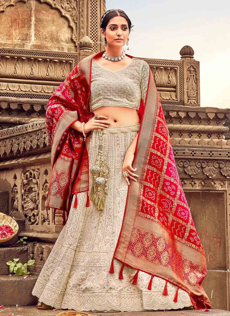 Irresistible Cream Wedding Lehenga Choli