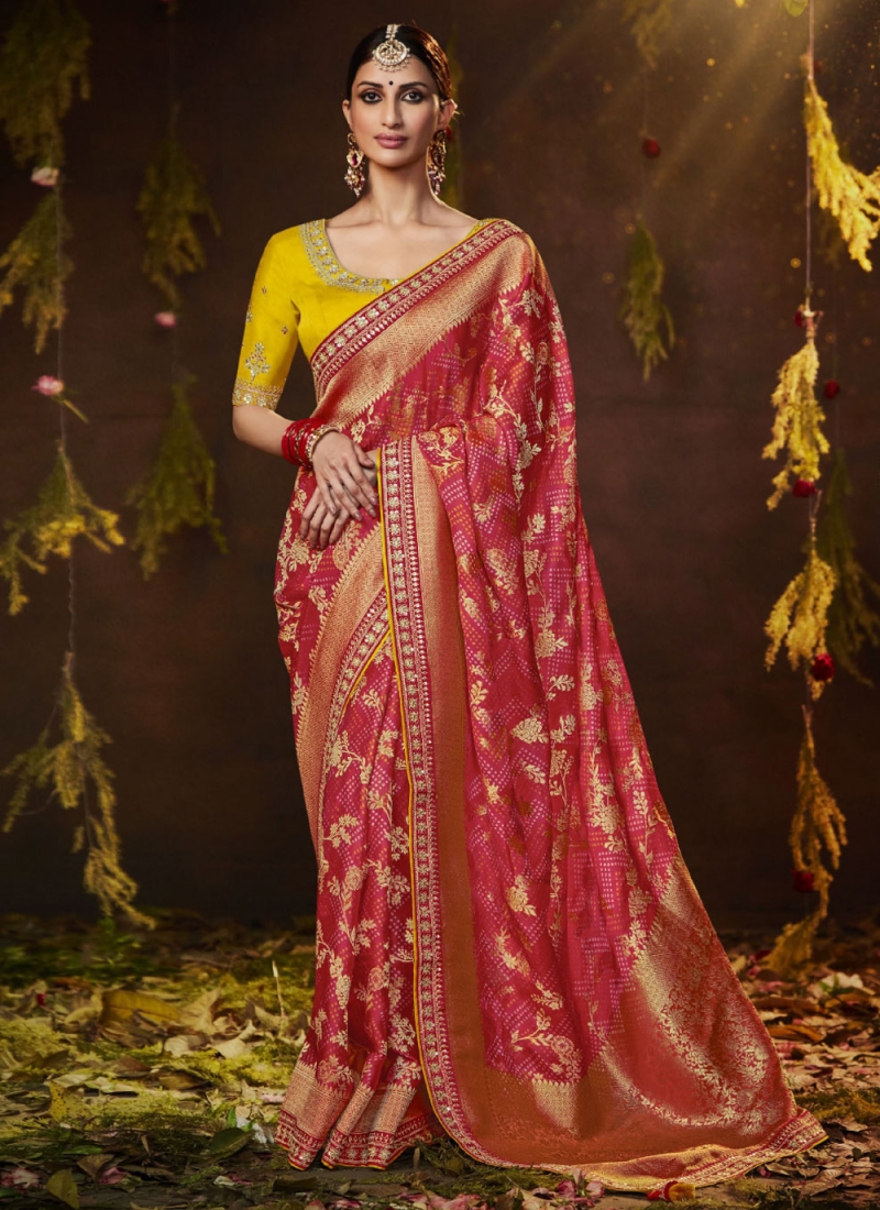 Irresistible Red Bandhej Saree