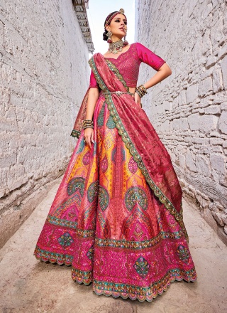 Jacquard Pink A Line Lehenga Choli