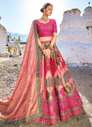 Jacquard Work Banarasi Silk Trendy Lehenga Choli in Pink