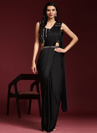 Jazzy Designer Imported Black Saree