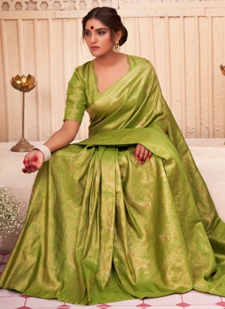 Kanjivaram Silk Classic Saree in Green