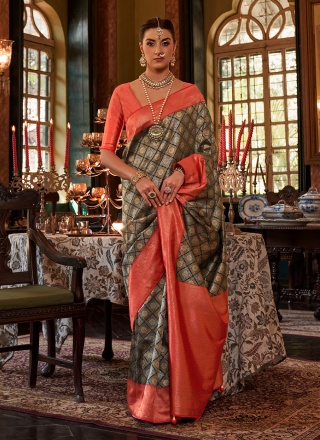 Kanjivaram Silk Weaving Multi Colour Contemporary Saree