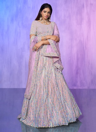 Lavender Resham Trendy Lehenga Choli