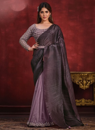 Lavender Sequins Banarasi Silk Trendy Saree