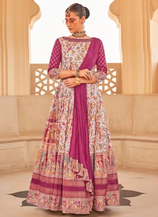 Lavish Foil Print Patola Silk  Multi Colour Trendy Gown