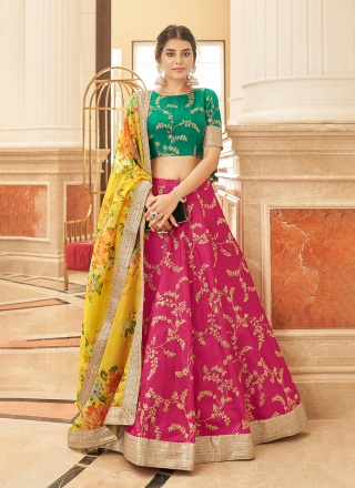 Lehenga Choli Dori Work Art Silk in Pink