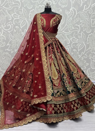 Lehenga Choli Dori Work Velvet in Maroon