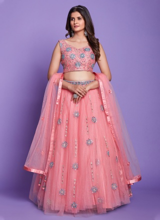 Lehenga Choli Mirror Silk in Pink