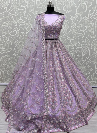 Lehenga Choli Sequins Net in Lavender