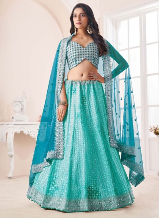 Lovable Georgette Mirror Blue Designer Lehenga Choli