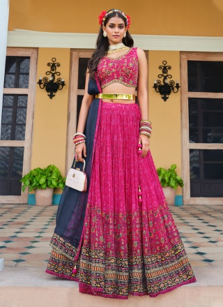 Magenta Engagement Readymade Lehenga Choli