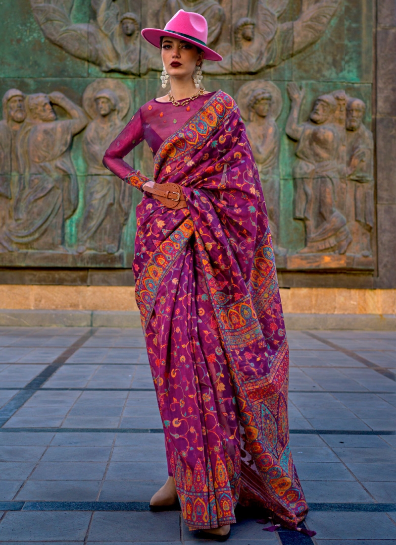 Magenta Weaving Contemporary Style Saree