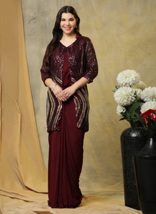 Magnetic Imported Maroon Trendy Saree