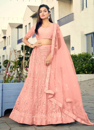 Magnetic Peach Wedding Lehenga Choli