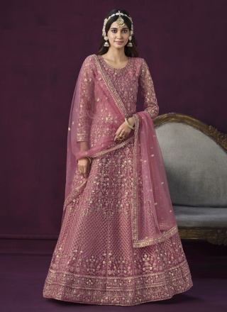 Magnetize Net Pink Anarkali Salwar Kameez