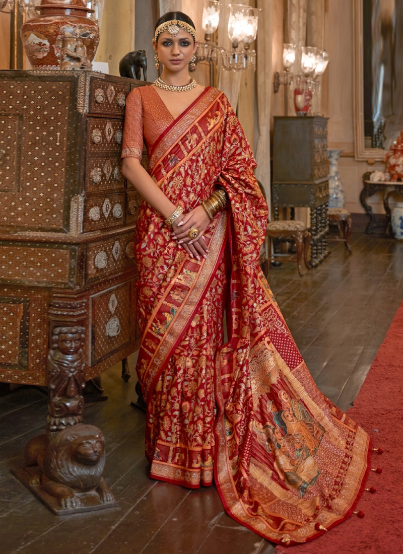 Magnetize Weaving Rust Trendy Saree