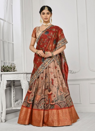 Magnificent Multi Colour Print Silk Designer Lehenga Choli