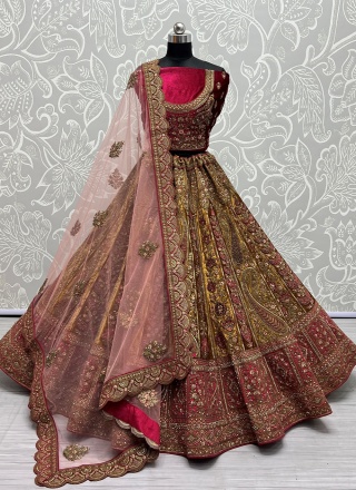 Magnificent Thread Mustard Designer Lehenga Choli