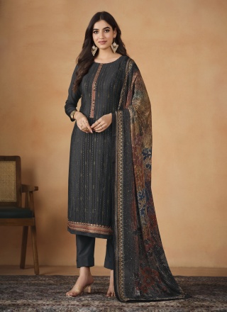 Majestic Swarovski Black Chinon Pakistani Salwar Kameez