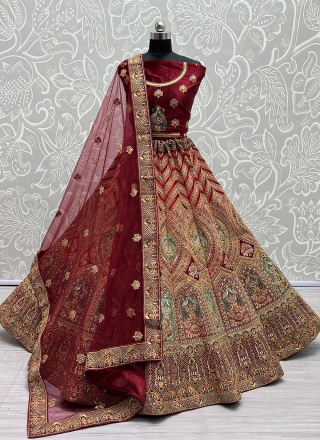 Maroon Silk Trendy Lehenga Choli