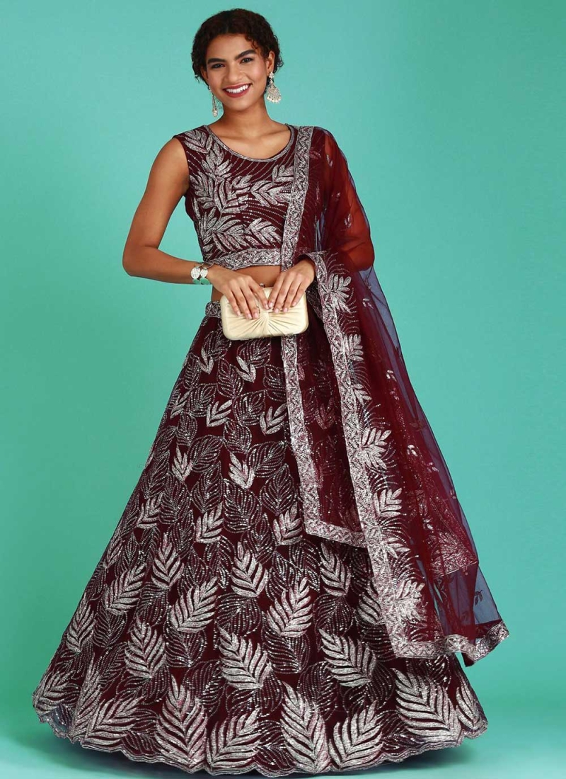 Maroon Thread Net Trendy Lehenga Choli