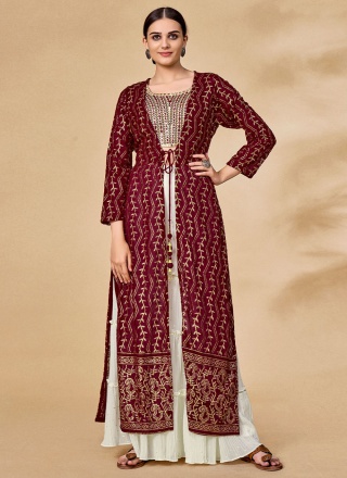 Maroon Thread Readymade Salwar Kameez