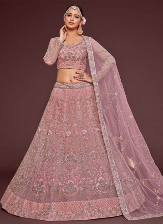 Marvelous Pink Net A Line Lehenga Choli