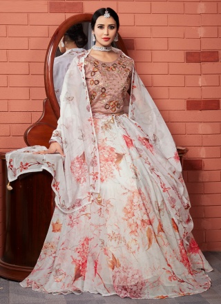 Marvelous Print Organza Multi Colour Readymade Lehenga Choli