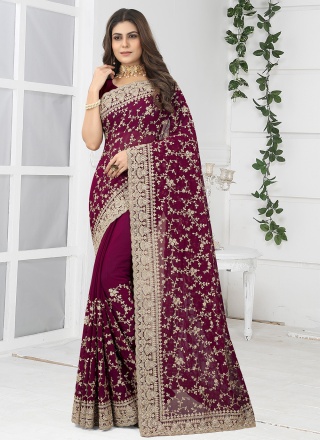 Masterly Georgette Embroidered Classic Saree