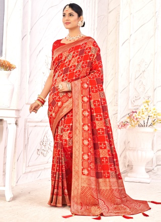 Masterly Silk Orange Contemporary Saree