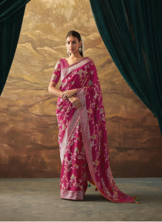 Mesmeric Art Banarasi Silk Weaving Print Contemporary Saree