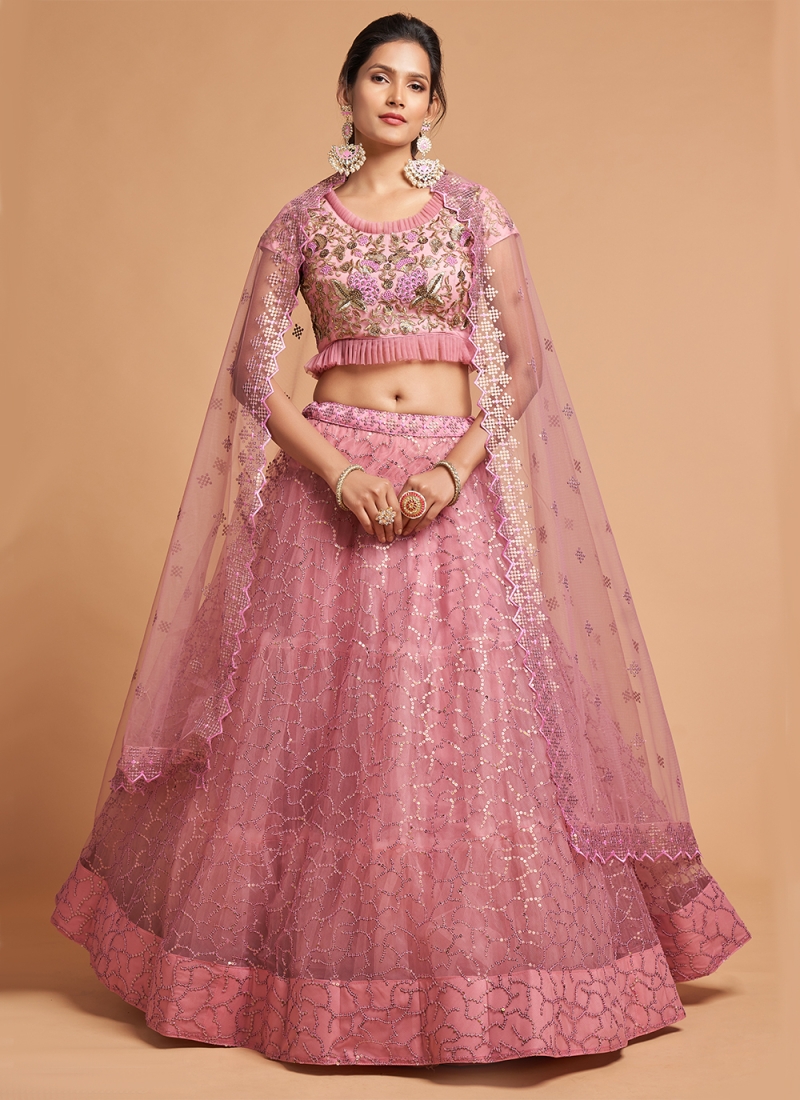 Mesmeric Net Dori Work Designer A Line Lehenga Choli