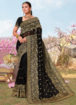 Mesmerizing Zari Georgette Designer Saree