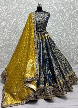 Miraculous Blue Weaving Designer Lehenga Choli