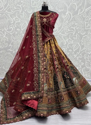 Miraculous Velvet Embroidered Lehenga Choli