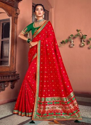 Mod Silk Red Meena Classic Saree