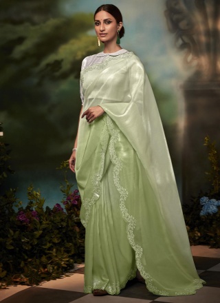 Modern Sea Green Engagement Saree