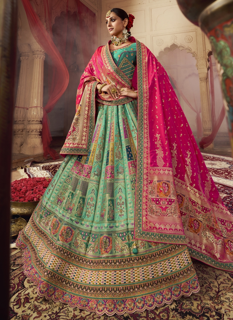 Modern Sea Green Wedding Designer Lehenga Choli