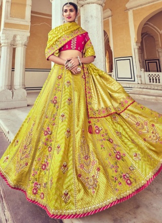 Modern Silk Beads Green Lehenga Choli