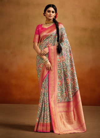 Modernistic Banarasi Silk Multi Colour Trendy Saree