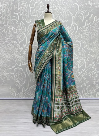 Modest Aqua Blue Wedding Saree