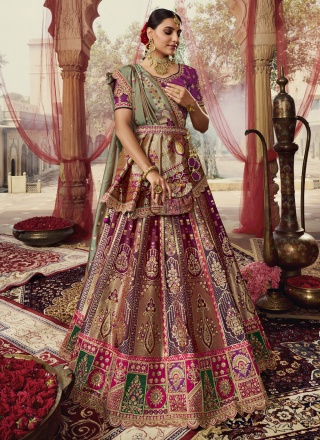 Multi Colour Banarasi Silk A Line Lehenga Choli