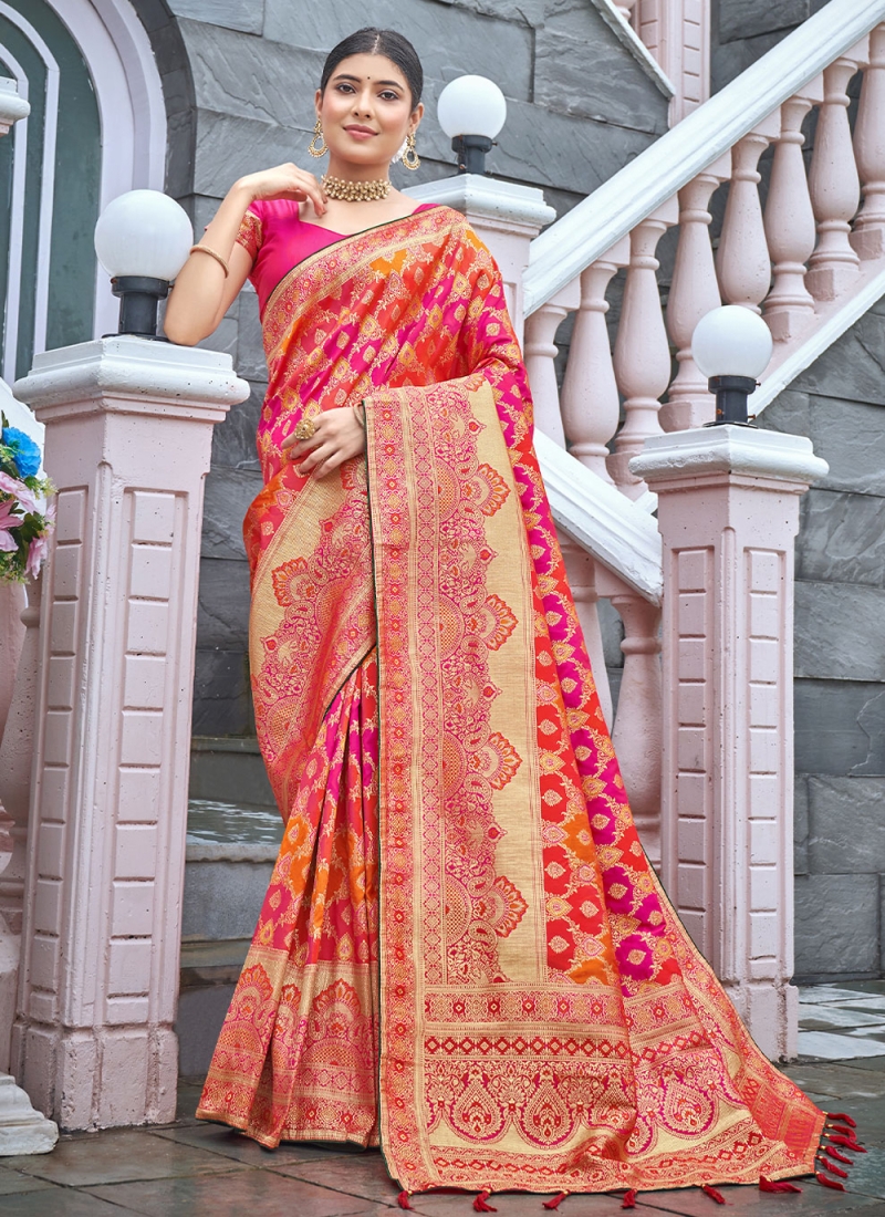 Multi Colour Banarasi Silk Classic Saree