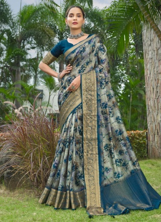 Multi Colour Digital Print Festival Classic Saree