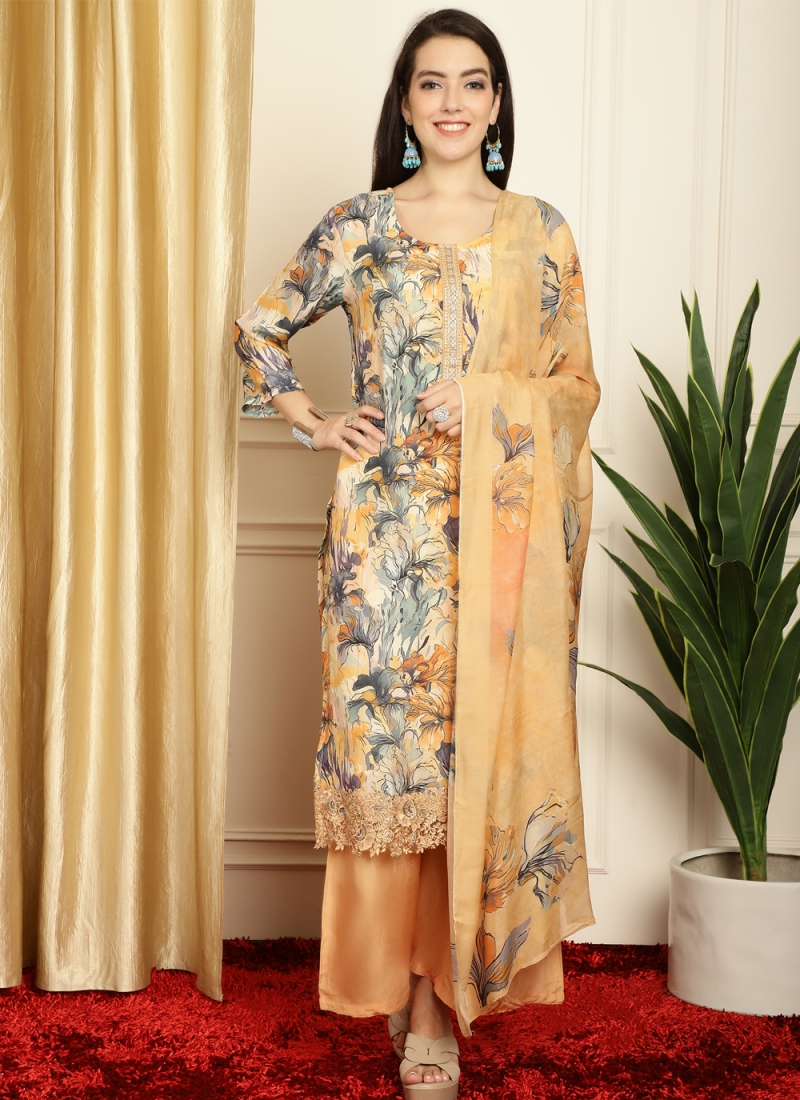 Multi Colour Digital Print Muslin Trendy Salwar Kameez