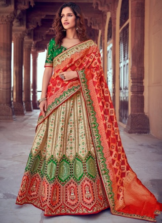 Multi Colour Embroidered Lehenga Choli