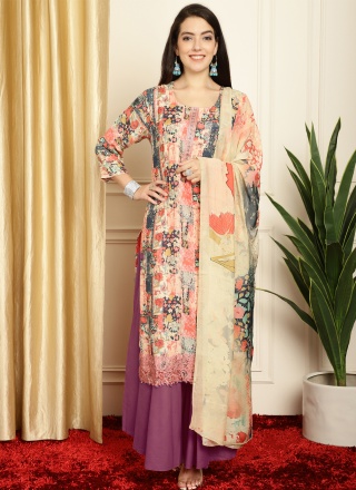 Multi Colour Muslin Palazzo Suit