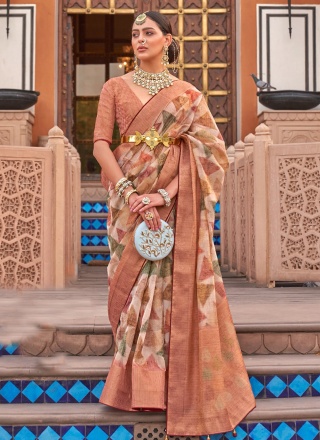 Multi Colour Organza Reception Trendy Saree