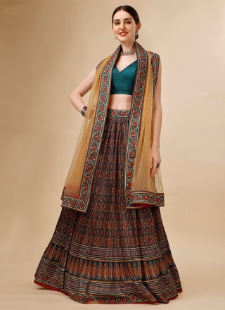 Multi Colour Party Tussar Silk Lehenga Choli